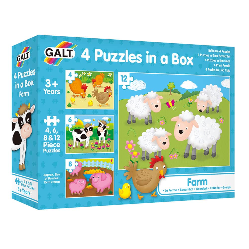 Galt 4 Puzzles in a Box - Farm Animals Educational Puzzle Set for Ages 3+ 2