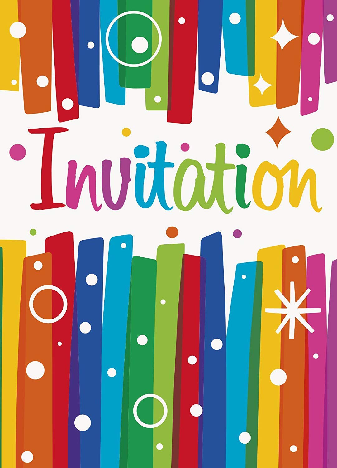 Unique Birthday Party Invitations - Pack of 8 Rainbow Ribbon Design