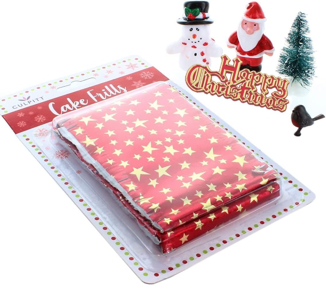 Culpitt Red and White Merry Christmas Cake Decoration Kit - Reusable Cake Topper Set for Holiday Baking 1
