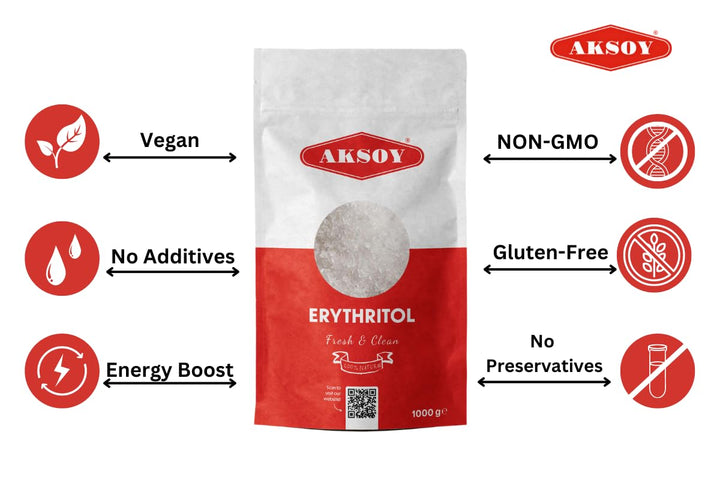 Aksoy Pure Erythritol 100% Natural 1kg (2.2 lb) Zero Calorie Sweetener