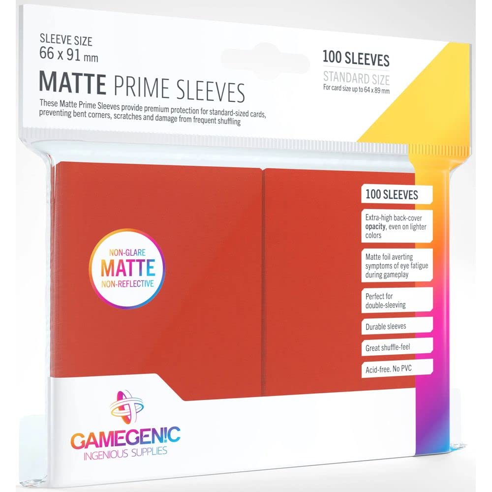 Gamegenic GGS11027ML Matte Prime Sleeves (100-Pack), Red