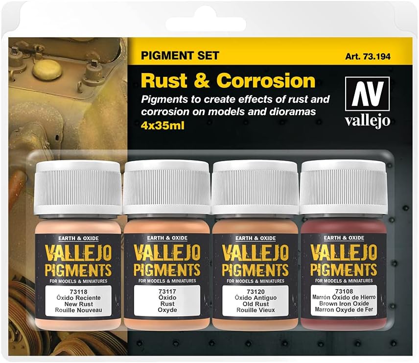 Acrylicos Vallejo Rust & Corrosion Pigments Set - 4-Pigment Art Set with Step-by-Step Guide 1
