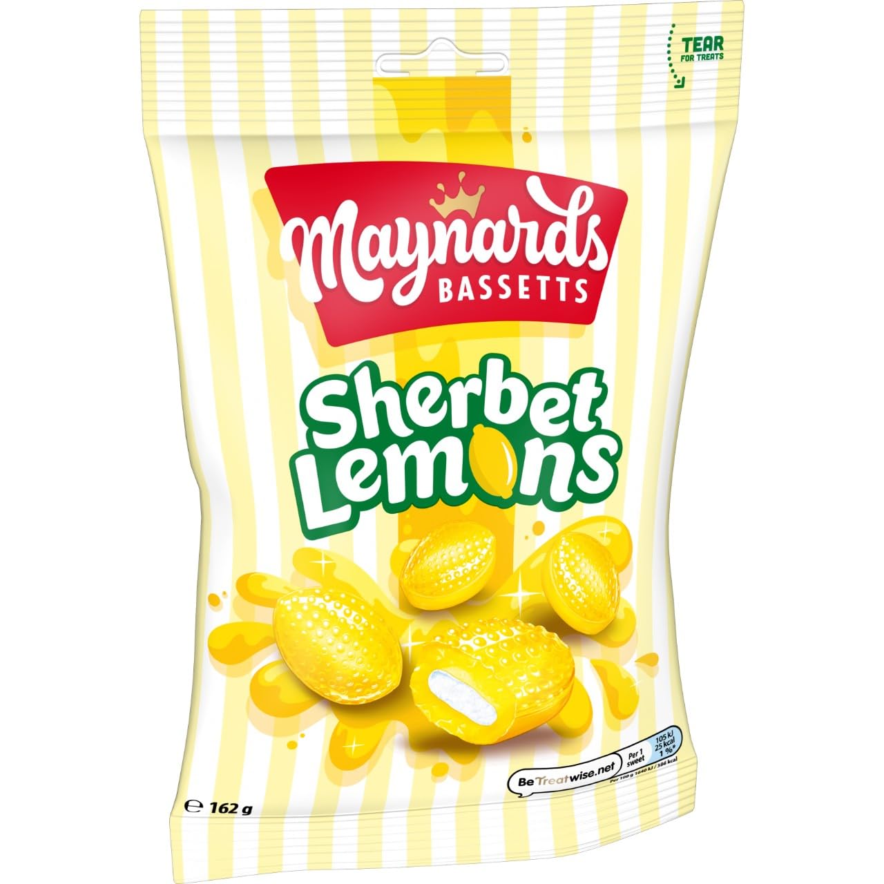 Maynards Bassetts Sherbet Lemons - Tangy Lemon Sweets with Fizzy Centre | 162g Pack 3