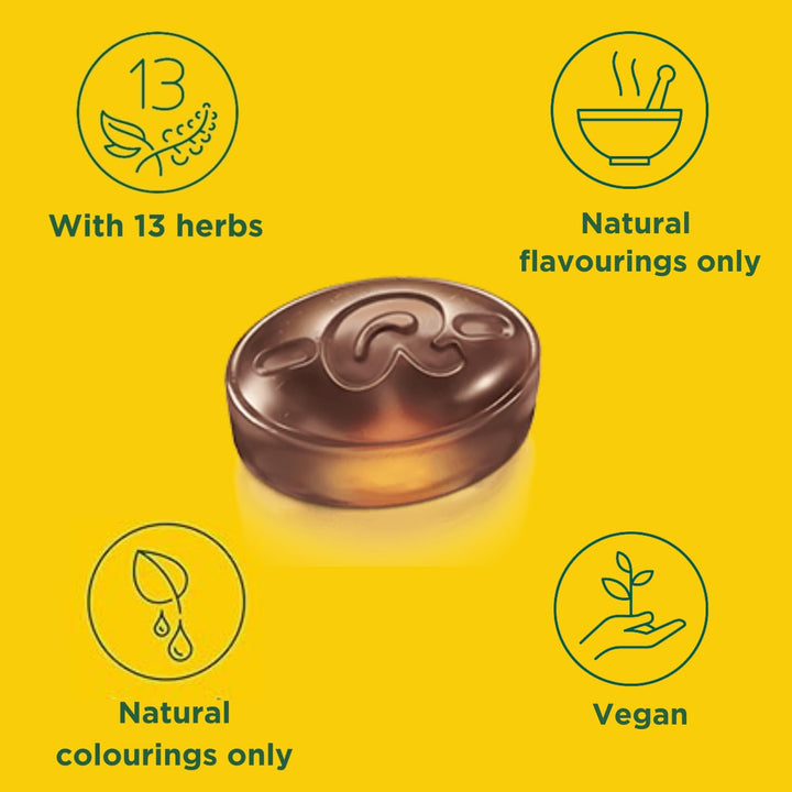 Ricola Liquorice Sugar Free Swiss Herbal Sweets, 10-Pack Sweet Box, Stevia-Sweetened Herb Drops with 13 Alpine Herbs, 45g