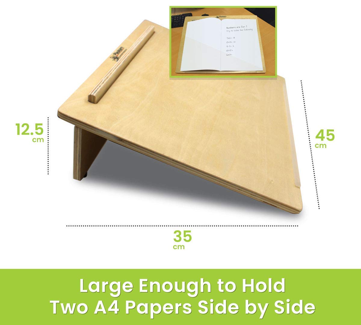 Playlearn Ergonomic Wooden Writing Slope - 20 Degree Angle | Extra Wide 18x14 in | Includes Pen Holder