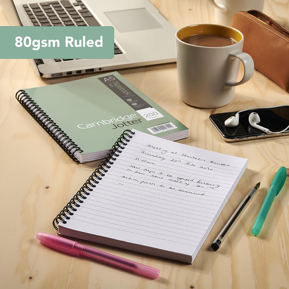 Cambridge Jotter A5 Wirebound Notebook - 10 Pack, 8mm Lined with Margin, 100 Pages 5