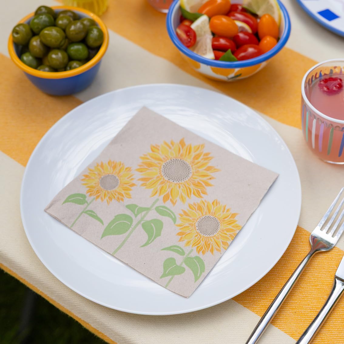 Talking Tables Table Kind 100 Pack Soft Recycled 2ply Napkins | 33cm Sunflower Floral 3