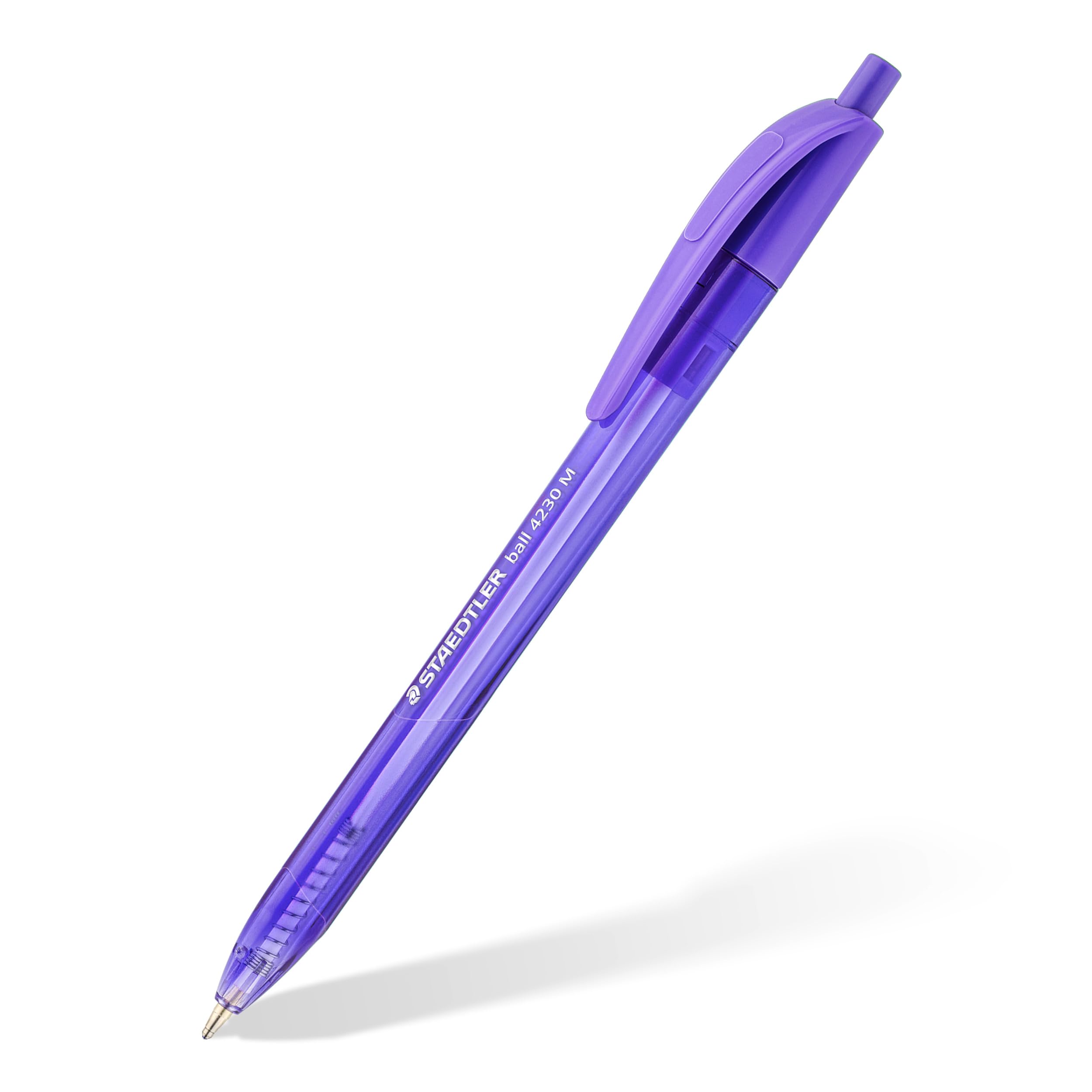 STAEDTLER 4230 M-6 Retractable Ballpoint Pen - 1.0mm Medium Point, Purple Ink | Box of 10