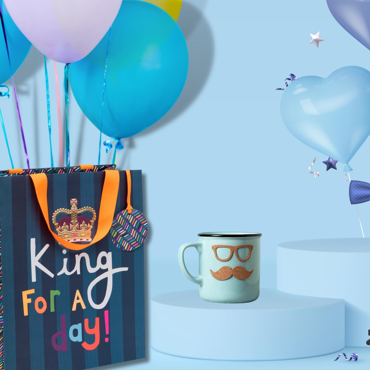 Glick Luxury Large Gift Bag 'King for a Day' | Father's Day Theme | 260x315x135mm