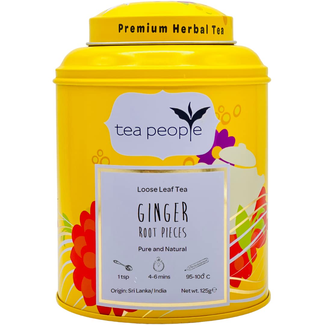Tea People Ginger Root Pieces - Loose Herbal Tea in Tin Caddy, 125g