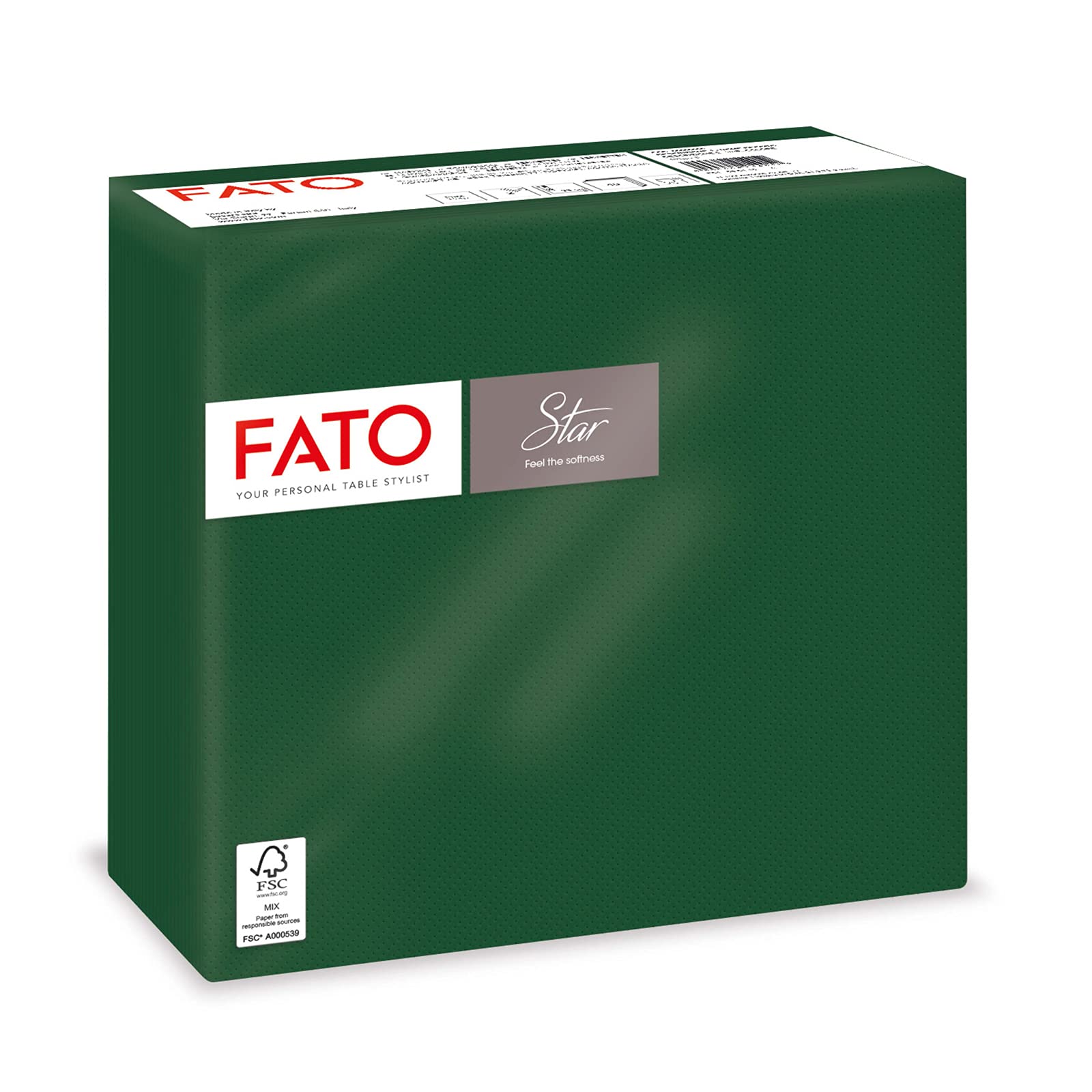 Fato Forest Green 38x38 cm 2-Ply Disposable Paper Napkins, Pack of 40, FSC Certified 7