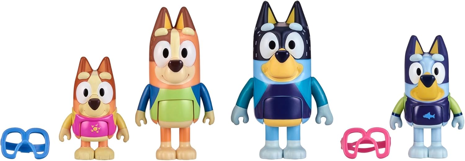 Bluey Family Beach Day Figure 4-Pack - Posing Beach Toys for Kids 3+ 1