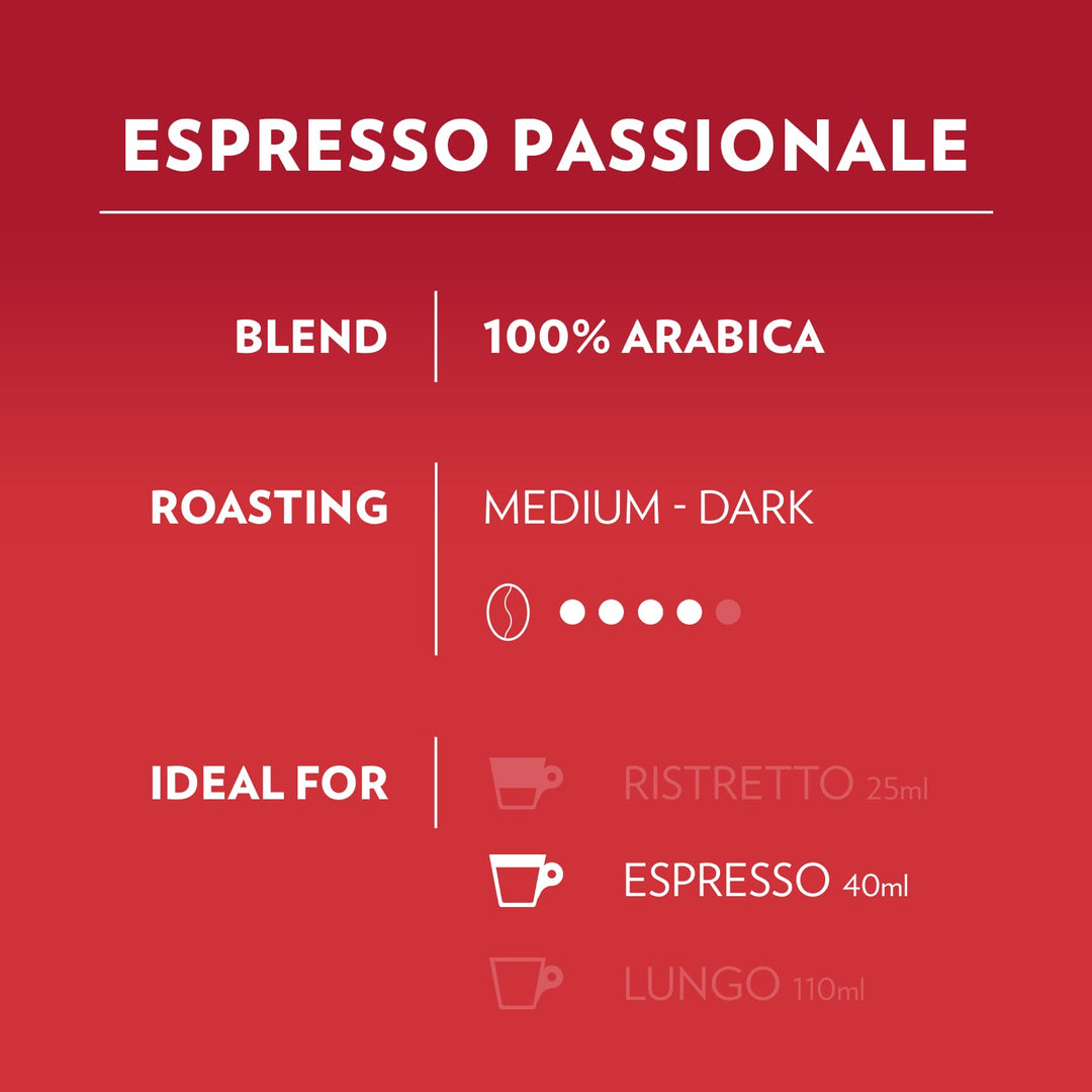 Lavazza A Modo Mio Espresso Passionale - 96 Compostable Coffee Capsules, 100% Arabica, Intensity 11/13