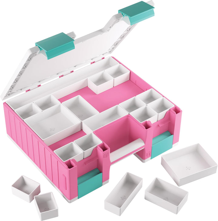 Gamegenic Game Castle Pink/White/Teal Board Game Storage Case