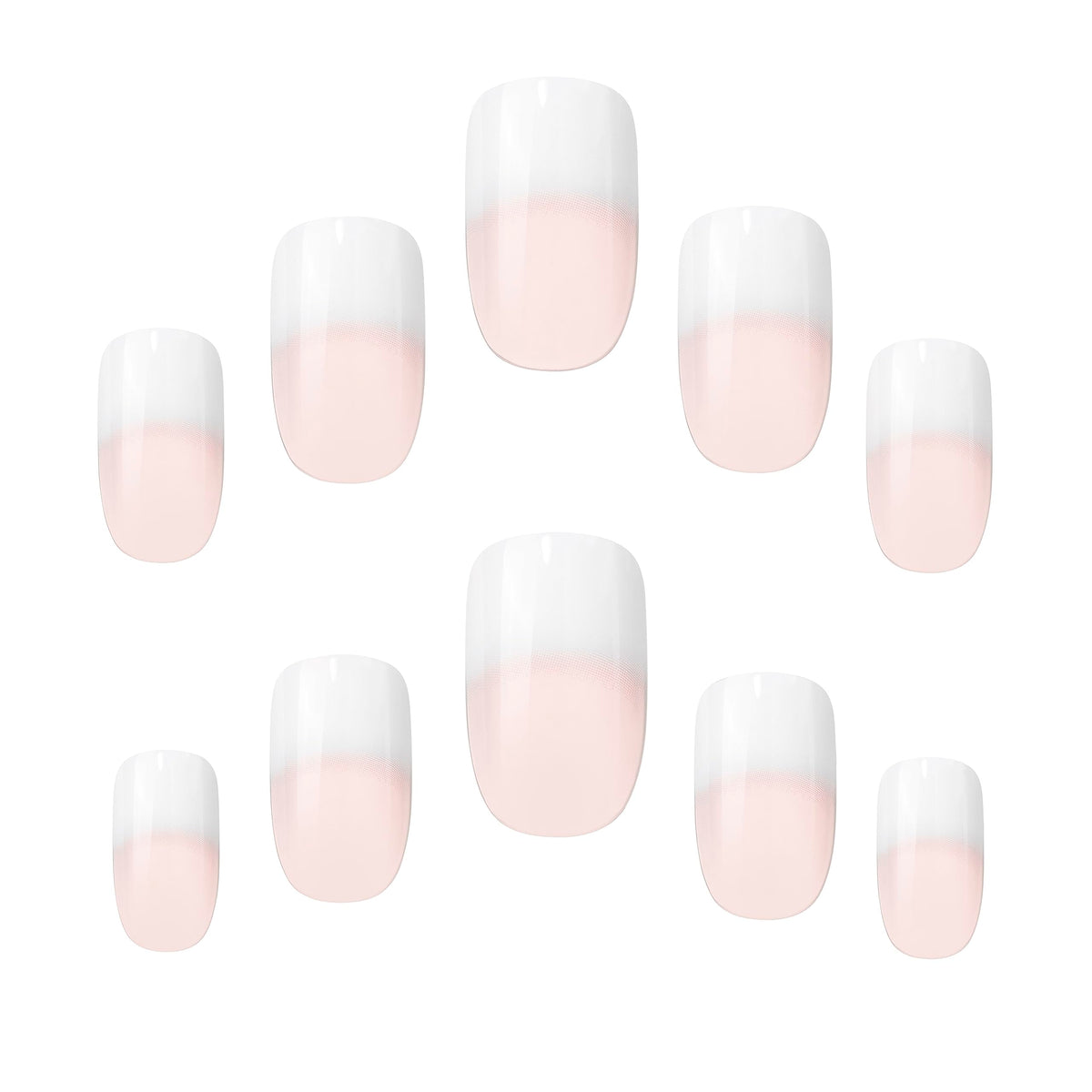 Elegant Touch French Nails Medium Square Shape - Up to 10 Days Wear | 24 Nails Included | 12 Sizes