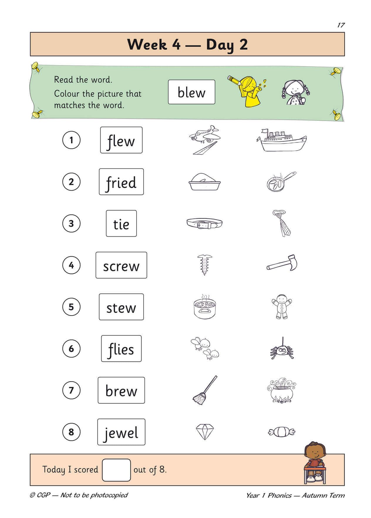 CGP Year 1 Daily Practice Book - Phonics Study Aid for Autumn Term | Ages 5-6 | Paperback 8
