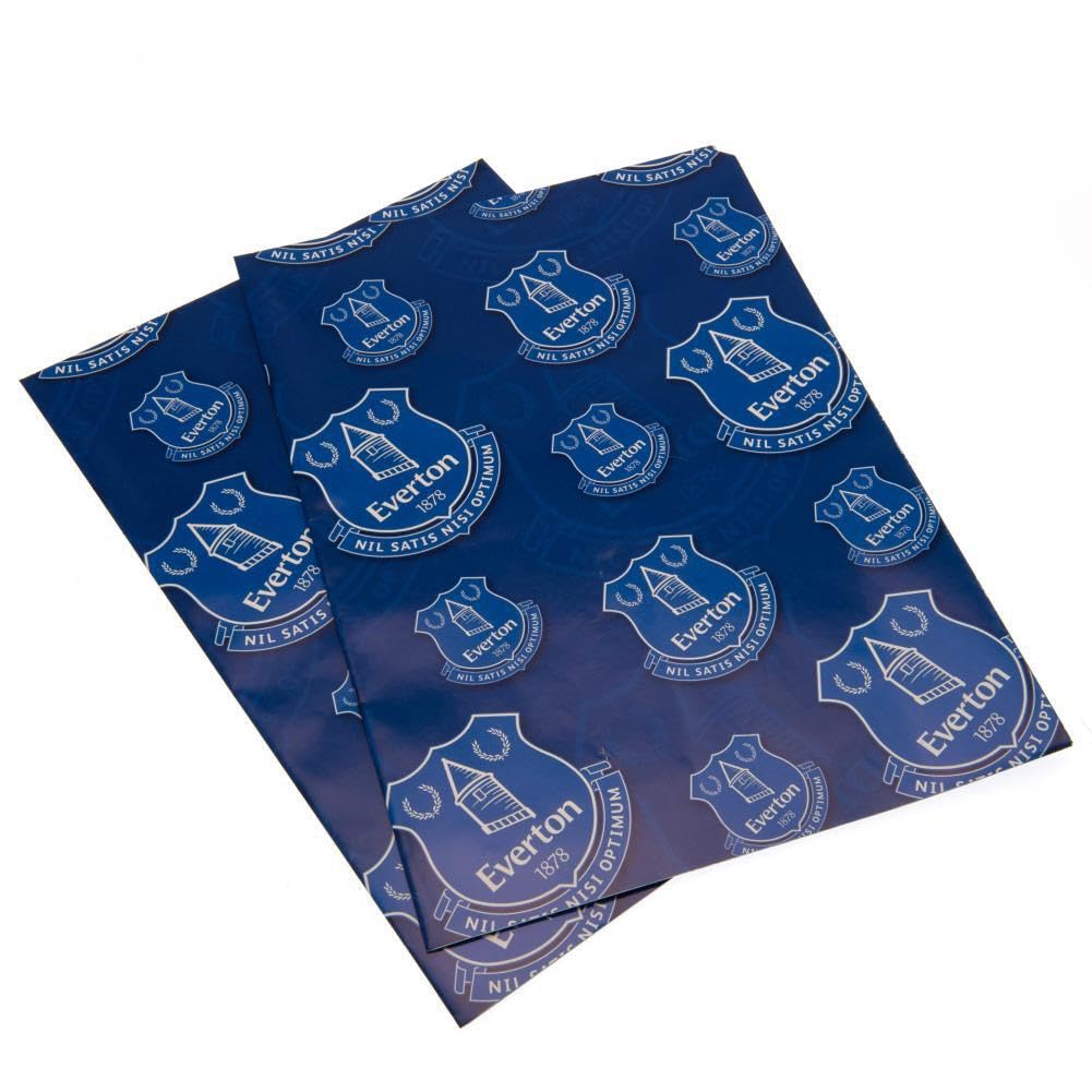 Everton Gift Wrapping Paper - 2 Sheets & 2 Tags | Blue, Glossy Finish
