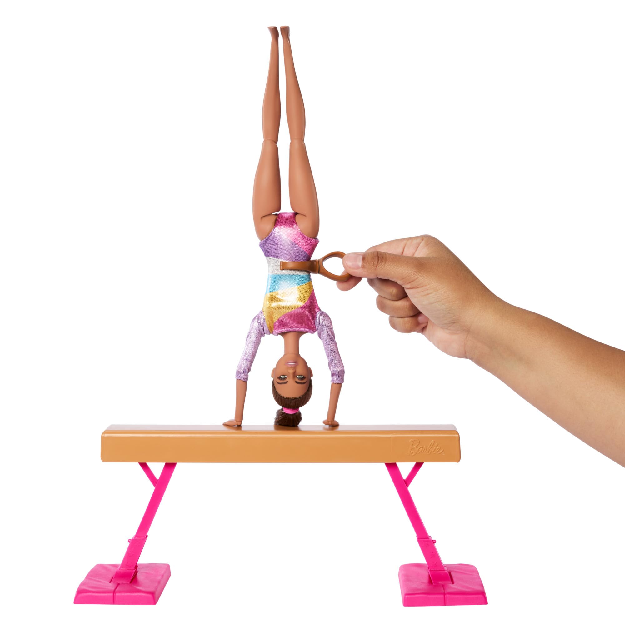 Barbie Gymnastics Doll & Accessories Playset with Brunette Doll | Includes Balance Beam & 10+ Pieces | Ages 3+ 5