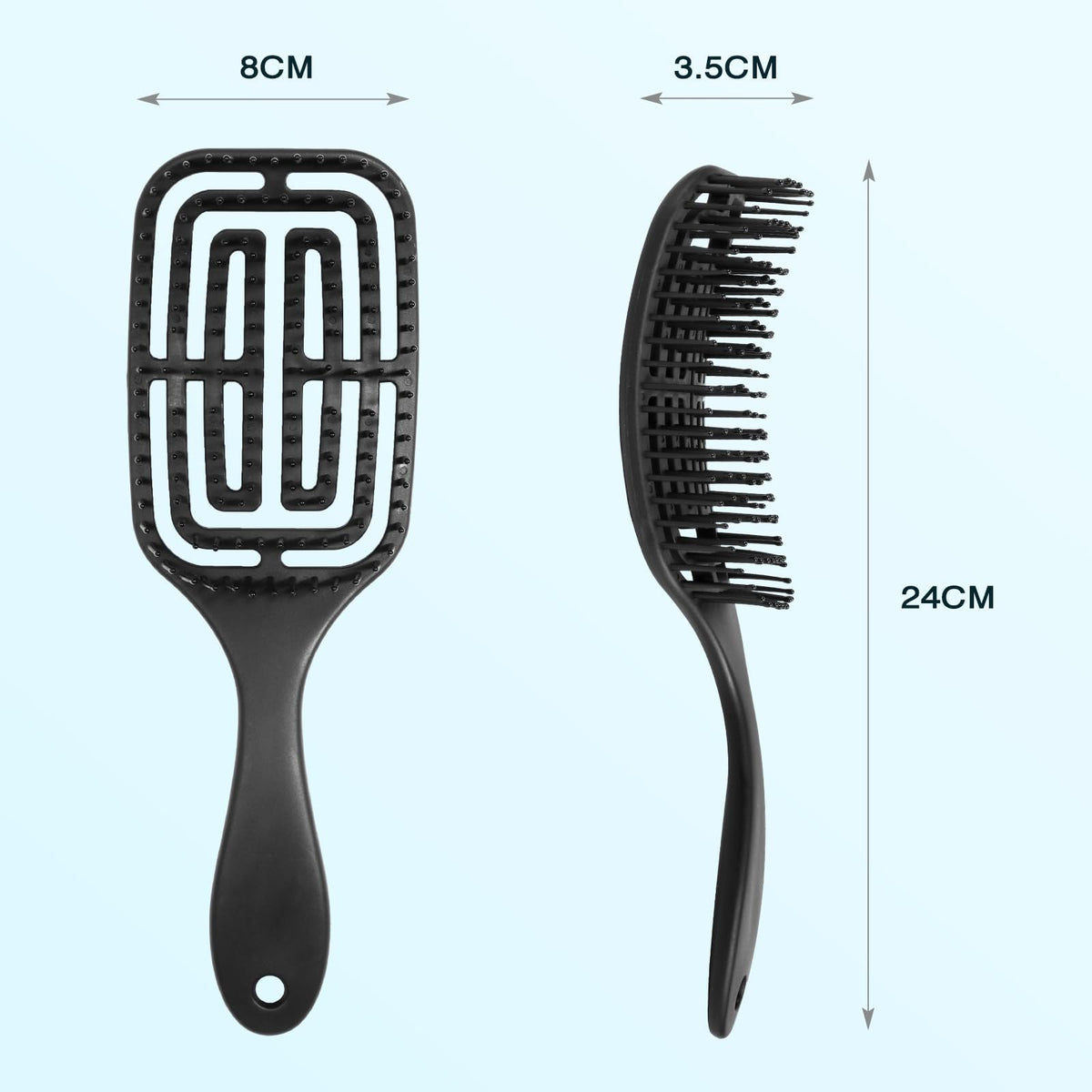 Brencco Detangle Hair Brush - Curved Ergonomic Design, Vented for Faster Drying | Nylon Bristles | Unisex Adult