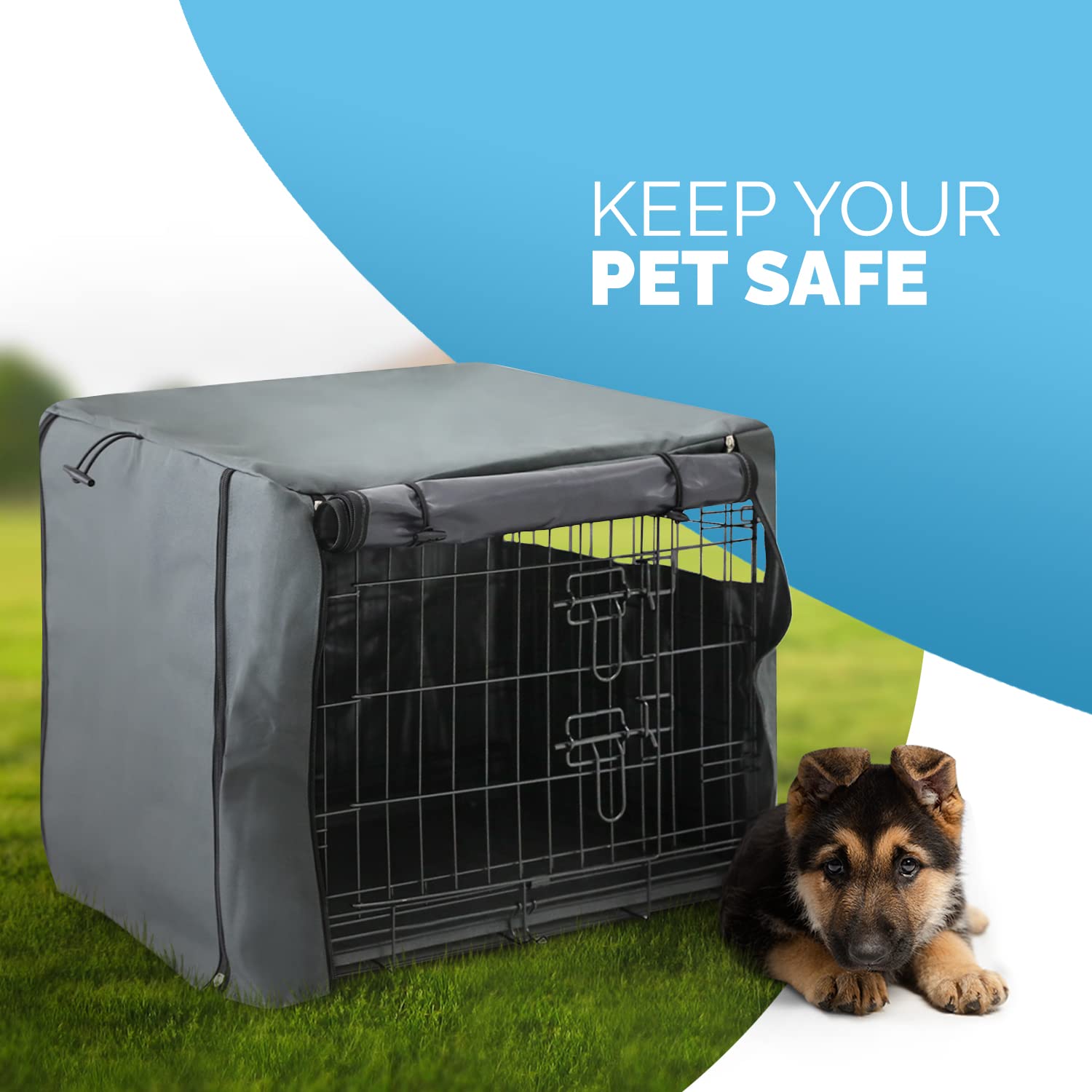 FurDreams Premium Crate Cover for 48 Inch Dog Crate - Durable Polyester with PVC Coating | Grey 6