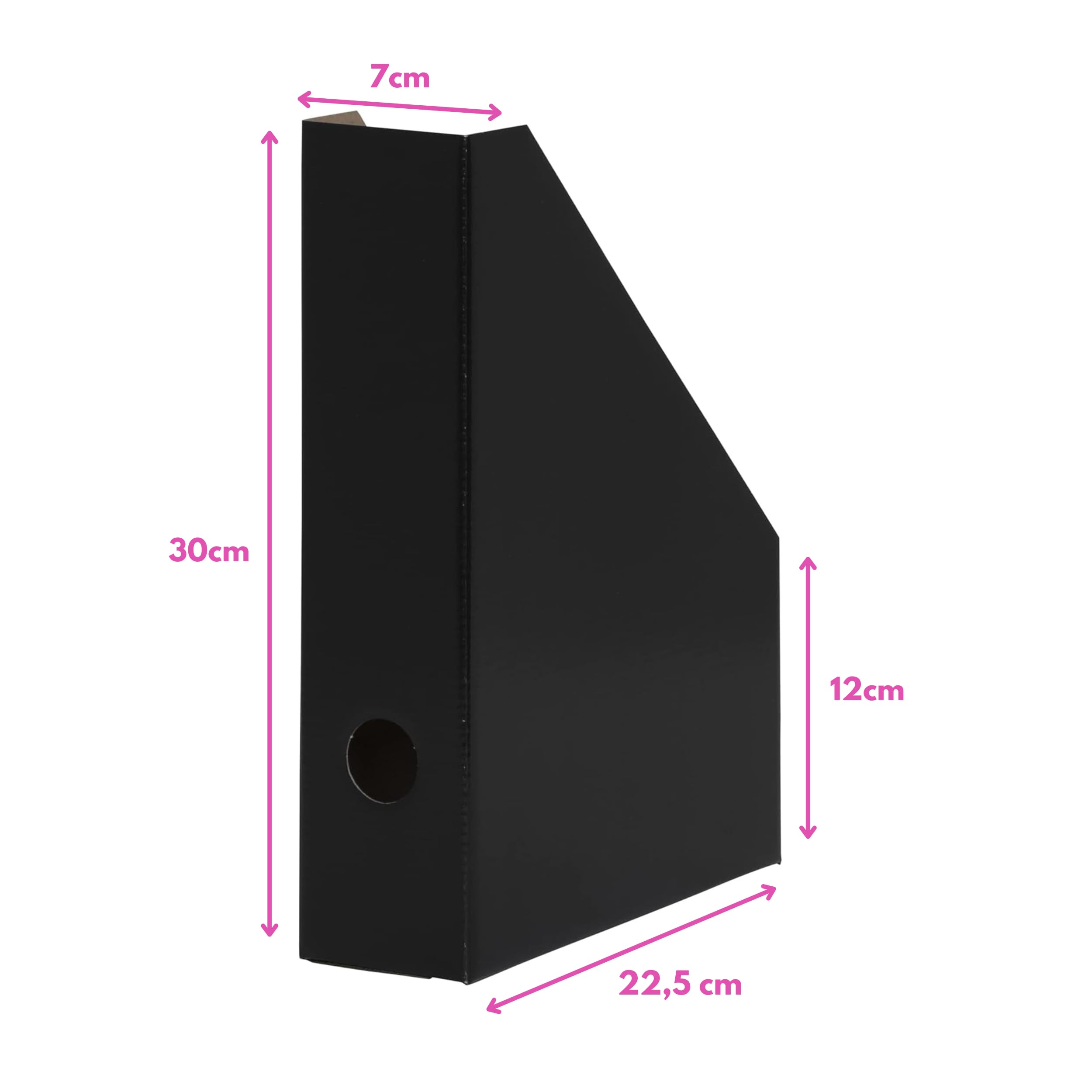 LANDRE Magazine File Set - Pack of 5 Lightweight Black Cardboard Organisers for A4 Documents