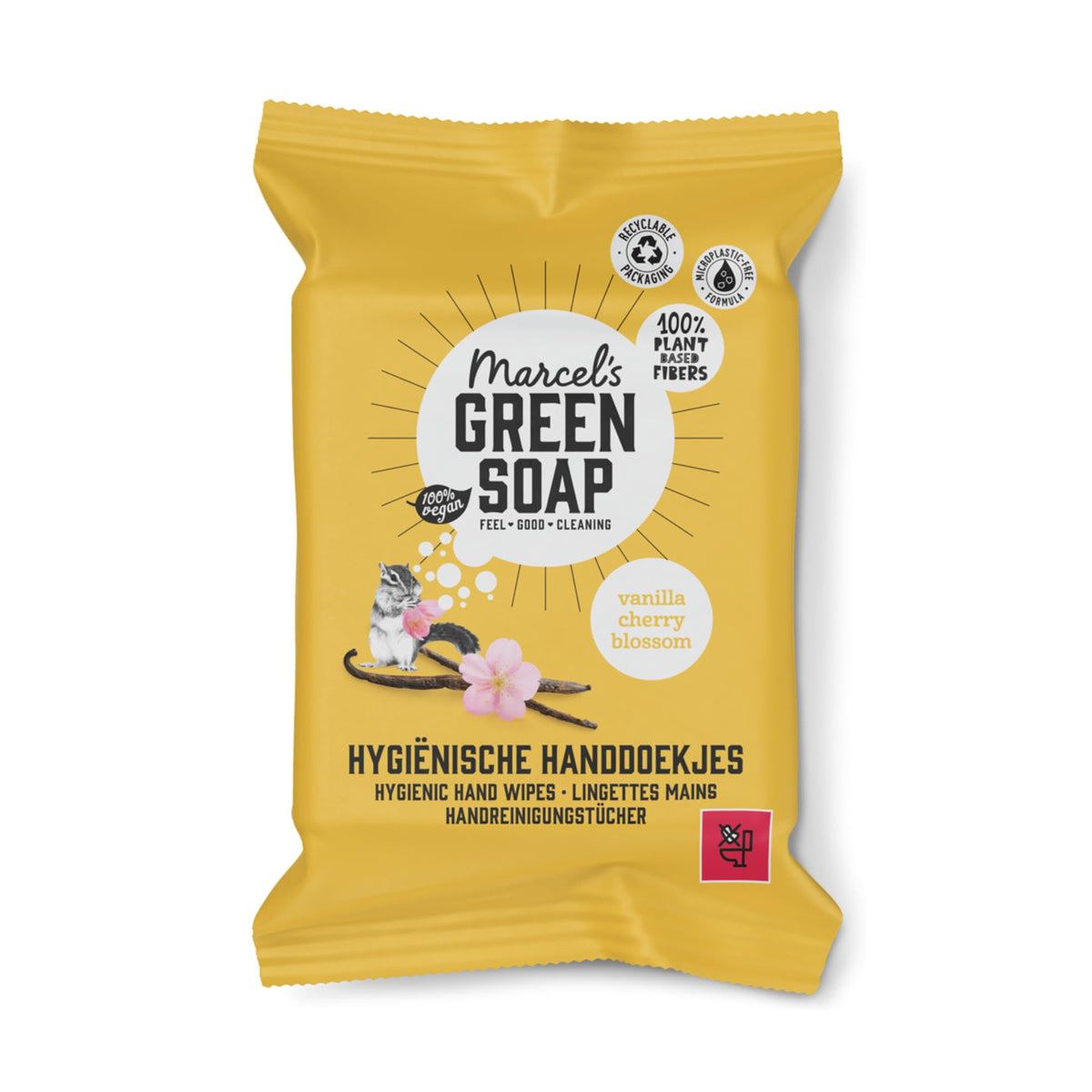 Marcel's Green Soap Hygienic Hand Wipes - Vanilla & Cherry Blossom Scent | 15 Count Pack