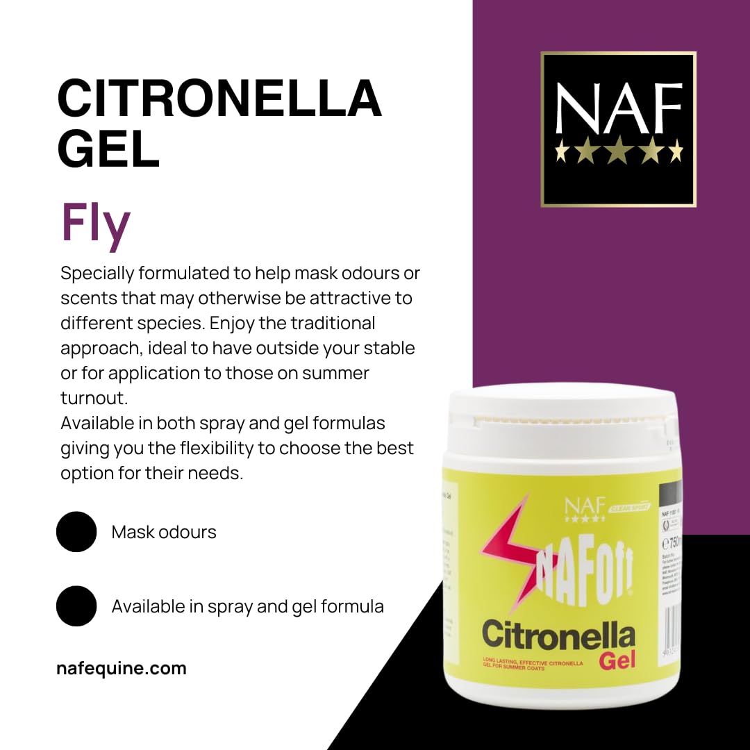 NAF Off Citronella Gel - Natural Fly & Mosquito Repellent for Horses | 750g Gel