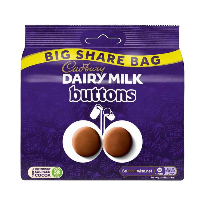 Cadbury Dairy Milk Giant Buttons Creamy Milk Chocolate Sharing Bag 330g