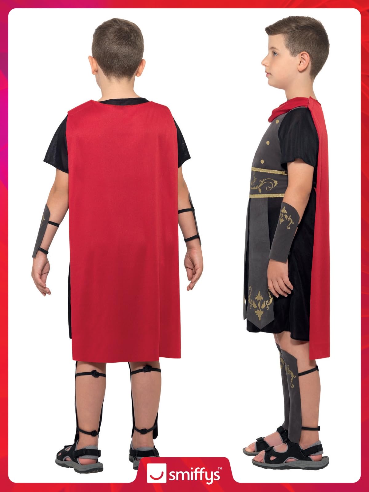Smiffys Roman Soldier Costume - Boys Age 7-9 | Tunic with Cape, Arm & Leg Cuffs | Polyester 4