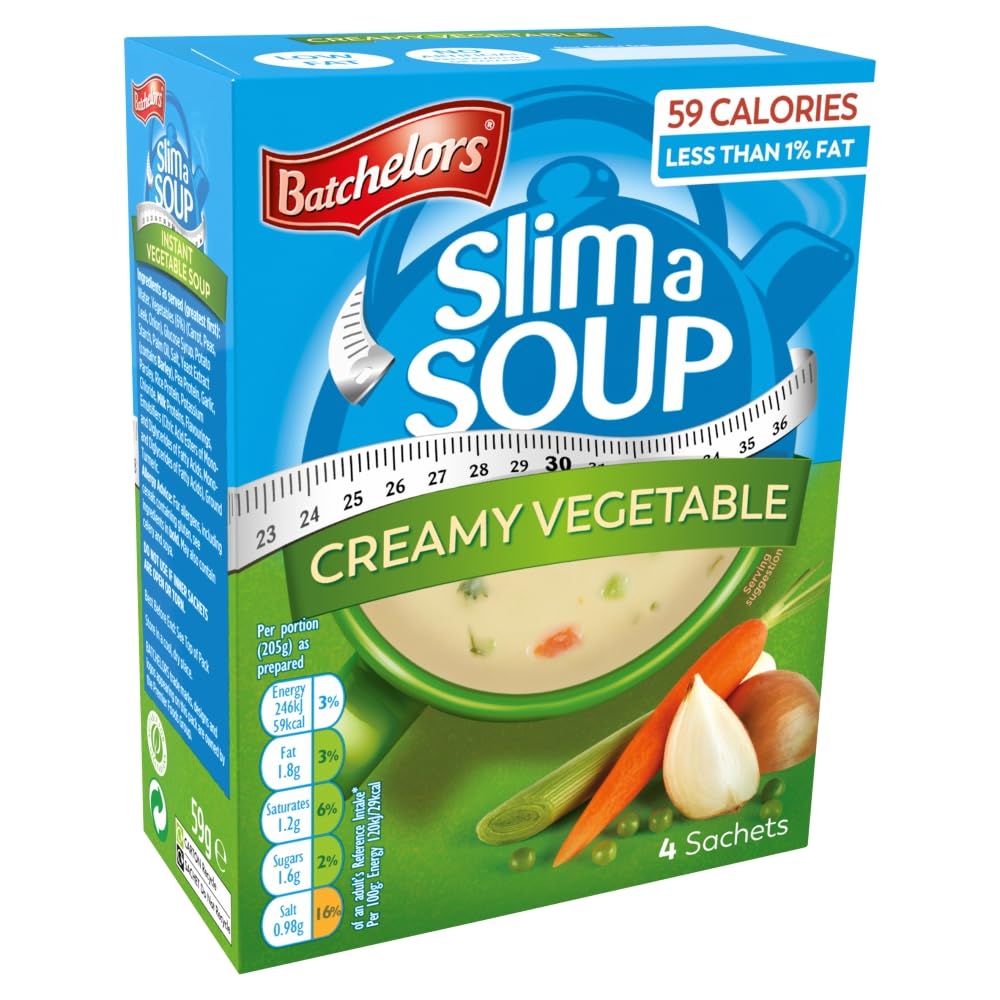 Batchelors Slim a Soup Cream of Vegetable Instant Soup Sachets, Low Fat, 4 Sachets