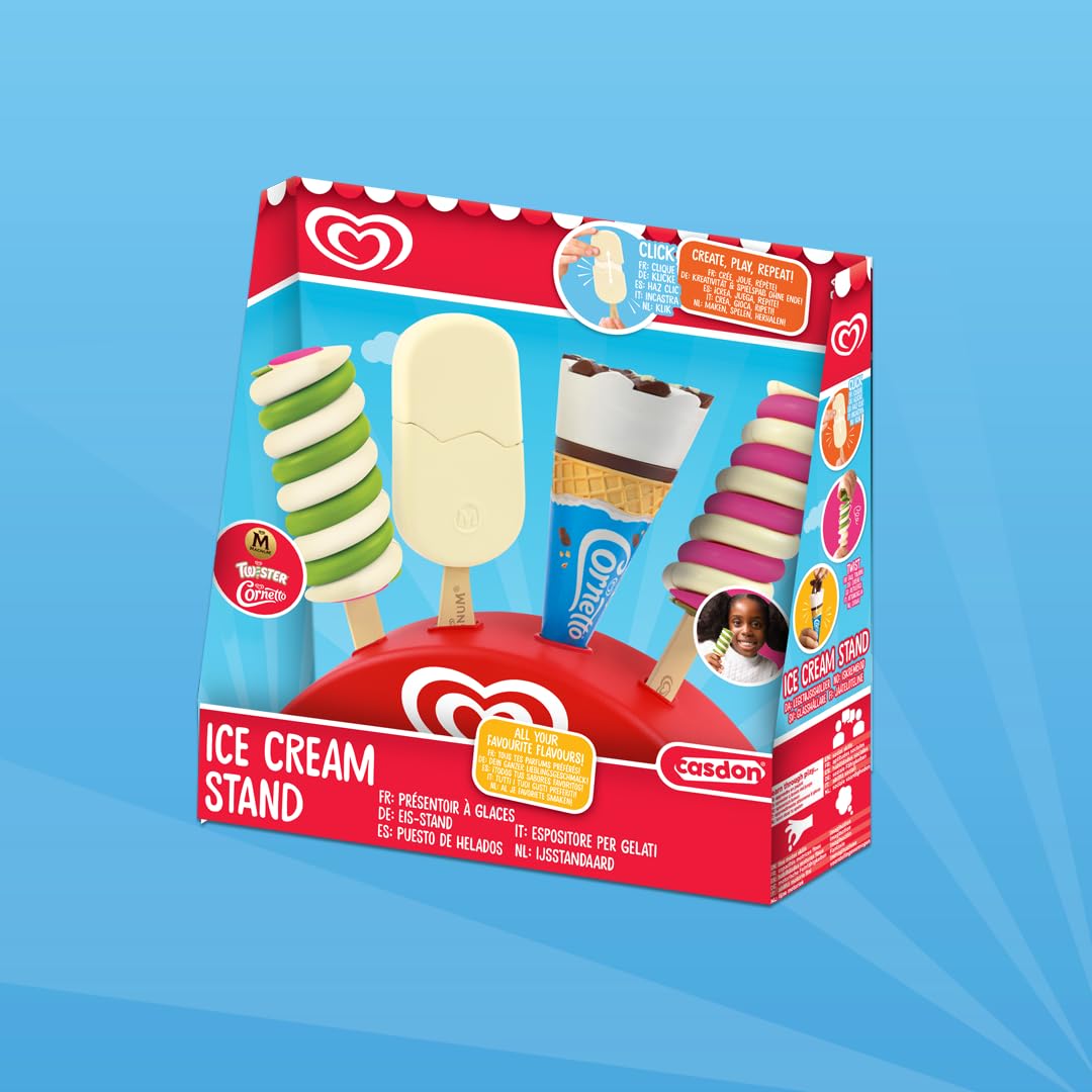Casdon Official Walls Ice Cream Stand Toy - Pretend Play Set | Ages 2+ | Includes 4 Walls Ice Creams 6