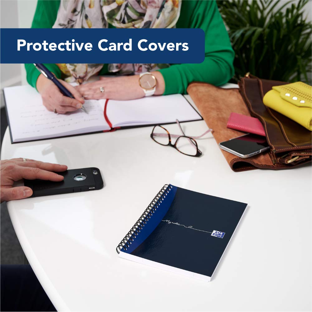 Oxford My Notes A5 Wirebound Notebooks - Ruled, Perforated, 200 Pages, Pack of 3 Navy 3