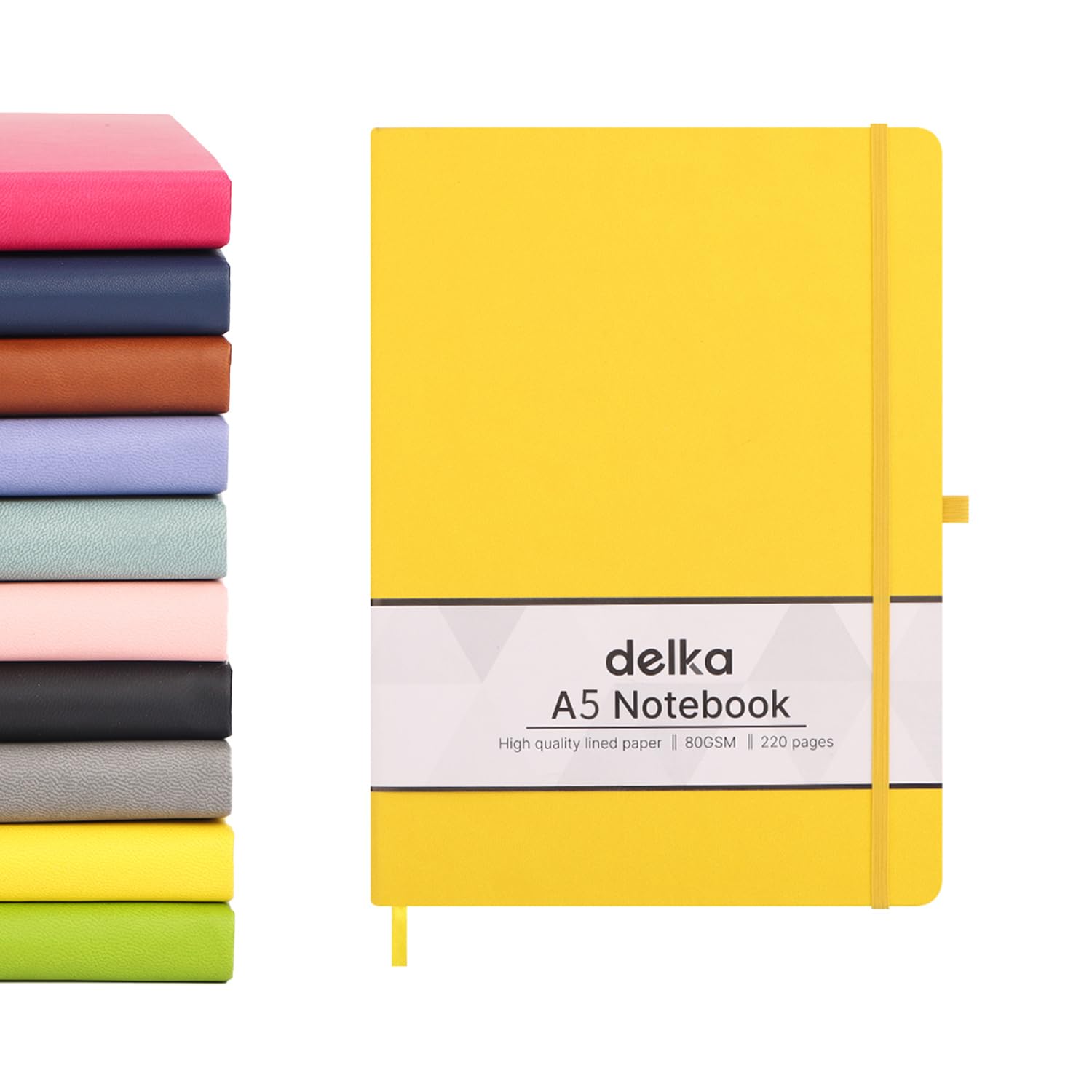delka A5 Notebook - 220 Pages Ruled Ivory Paper | Vegan Leather Soft Cover | Yellow 1