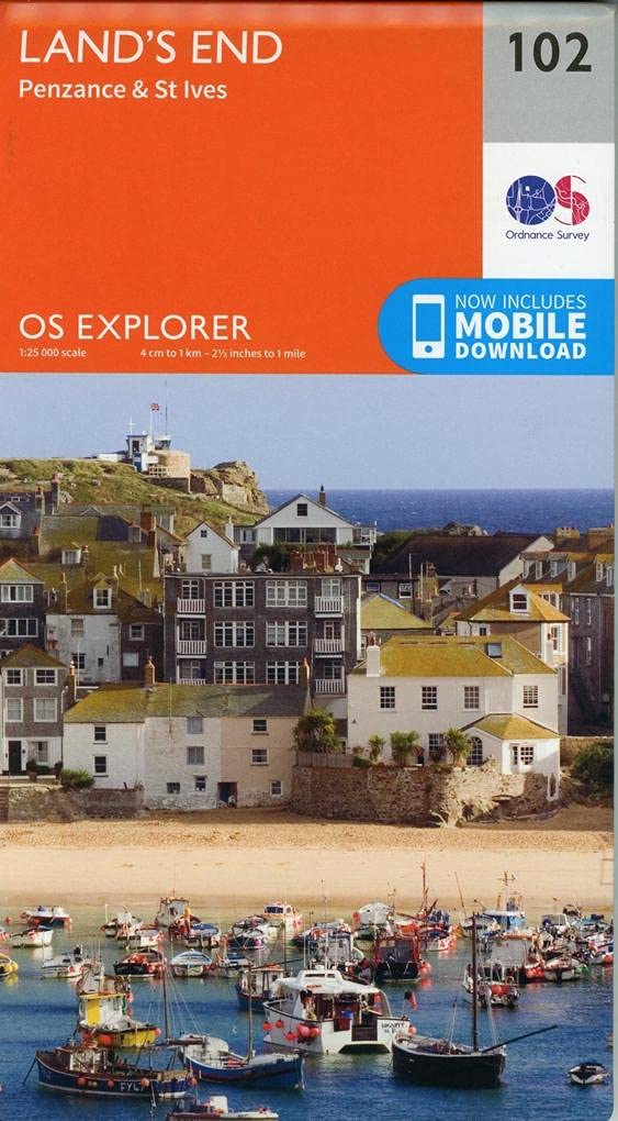 Ordnance Survey Land's End & St Ives OS Explorer Map 102 - Cornwall Hiking Map | 1:25,000 Scale | 2019 Edition