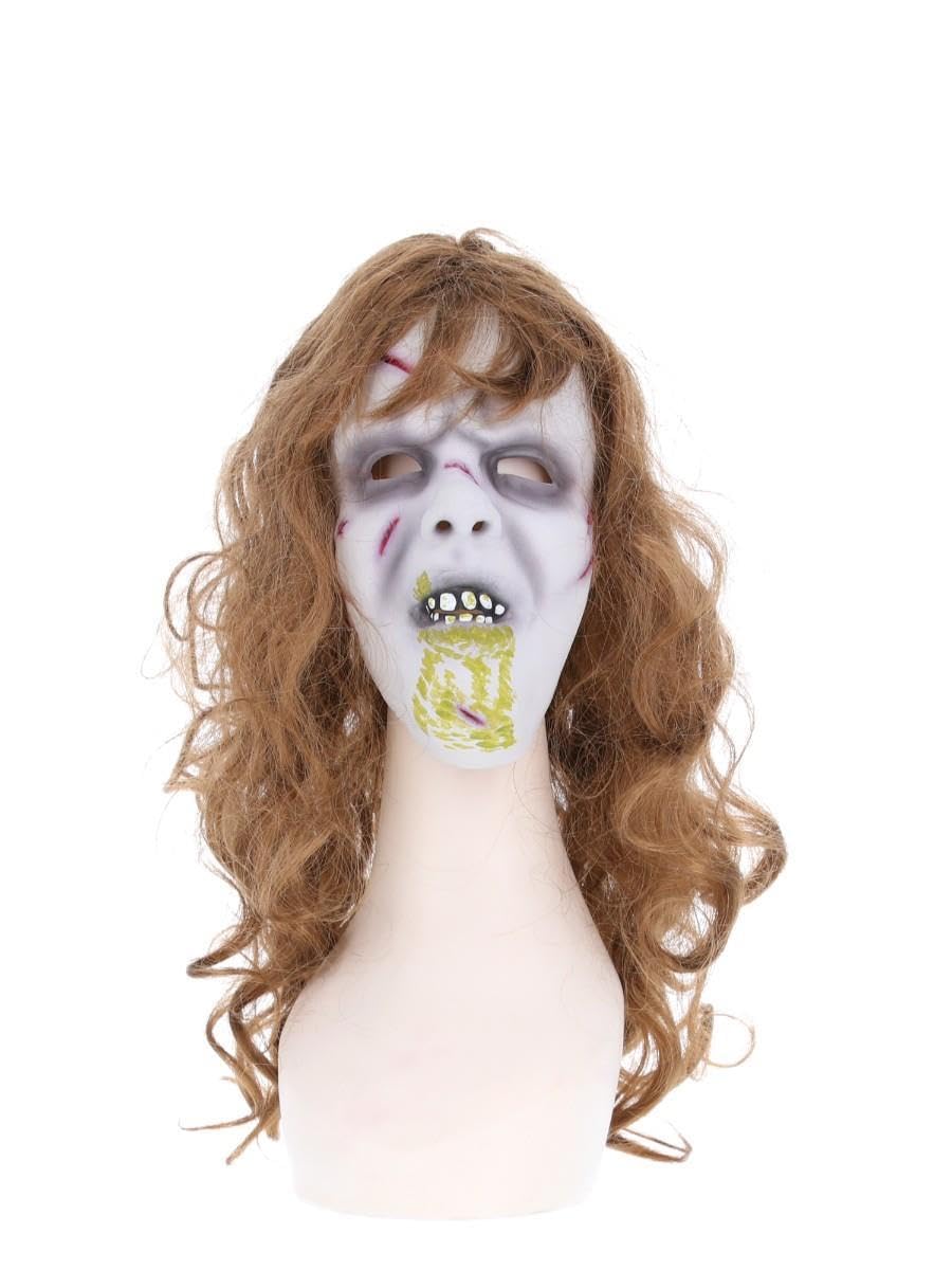 Smiffys The Exorcist Regan Mask - Adult One Size, Latex with Attached Wig