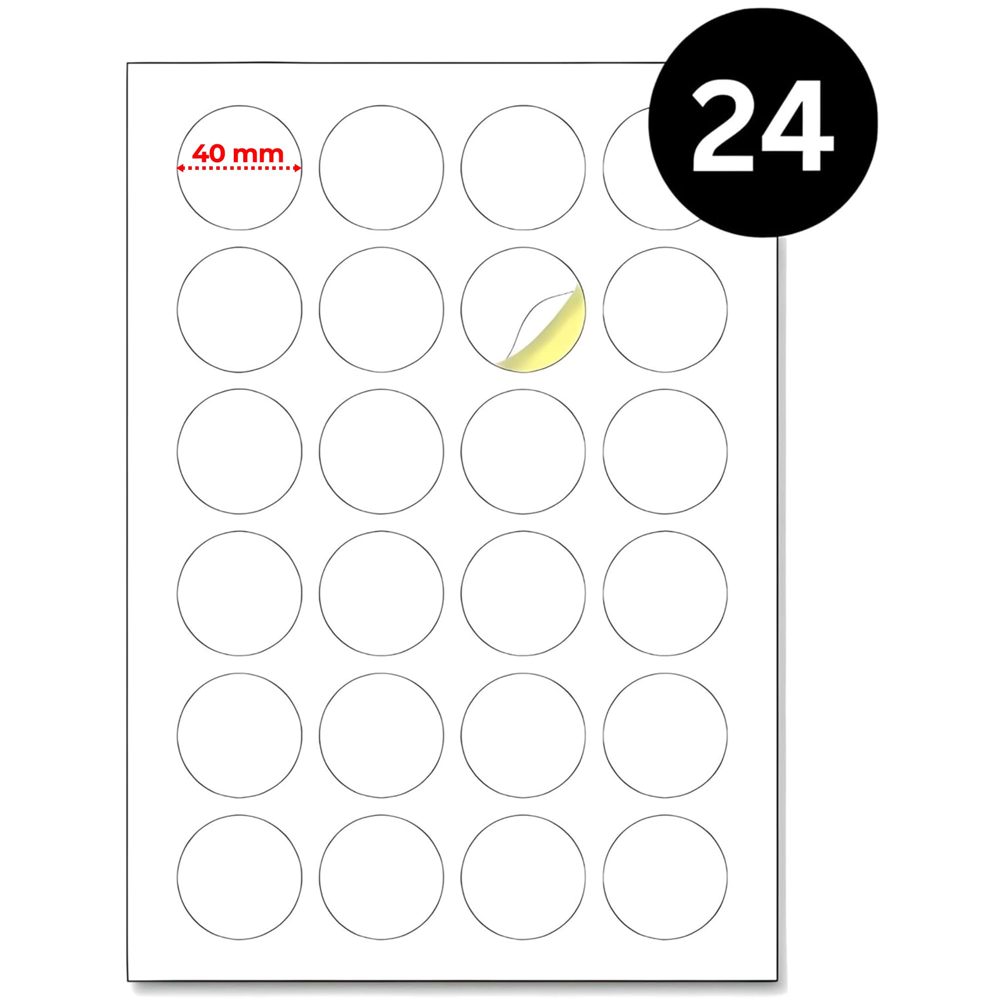 Double Dragon All-Purpose Labels - 600 Matte White Round Stickers | 40mm Diameter | 24/Sheet | Inkjet/Laser Compatible