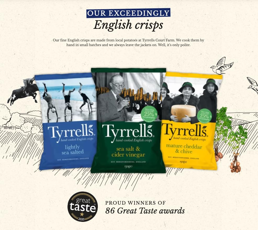 Tyrrells Furrows Sea Salt & Vinegar Sharing Crisps 150g