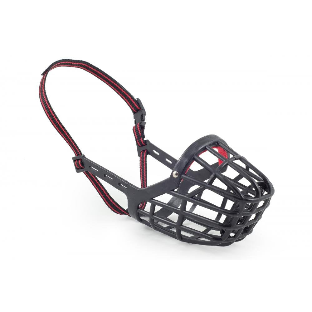 Ancol Basket Muzzle - Strong Plastic Biting Control | Size 6 | Black/Red 1