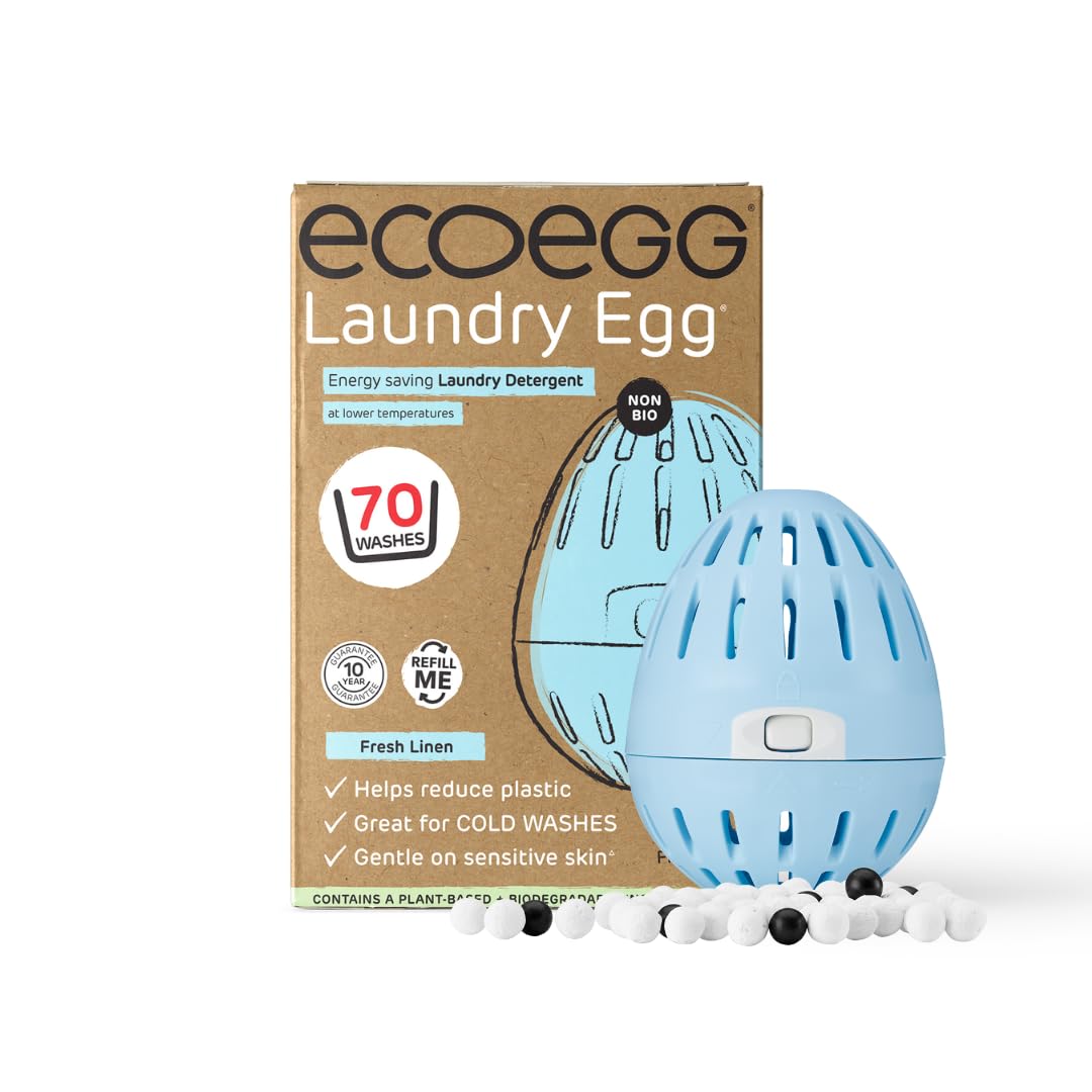 Ecoegg Laundry Egg - 70 Washes, Non-Bio Detergent for Sensitive Skin | Fresh Linen Scent