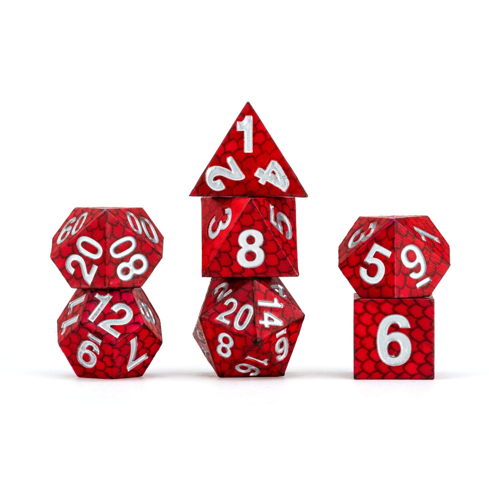 Metallic Dice Games FanRoll Dragon Storm Silicone Dice Set - 7 Pieces | Red Dragon Scales 1