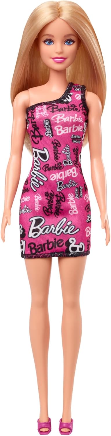 Barbie Fashion Doll with Straight Blonde Hair - Pink One-Shoulder Dress & Shoes