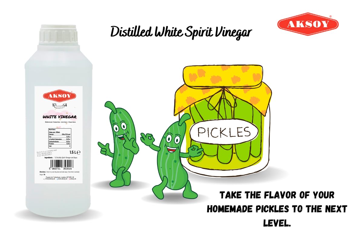 AKSOY Distilled White Spirit Vinegar - 1.5L | Premium Quality for Cooking & Natural Cleaning