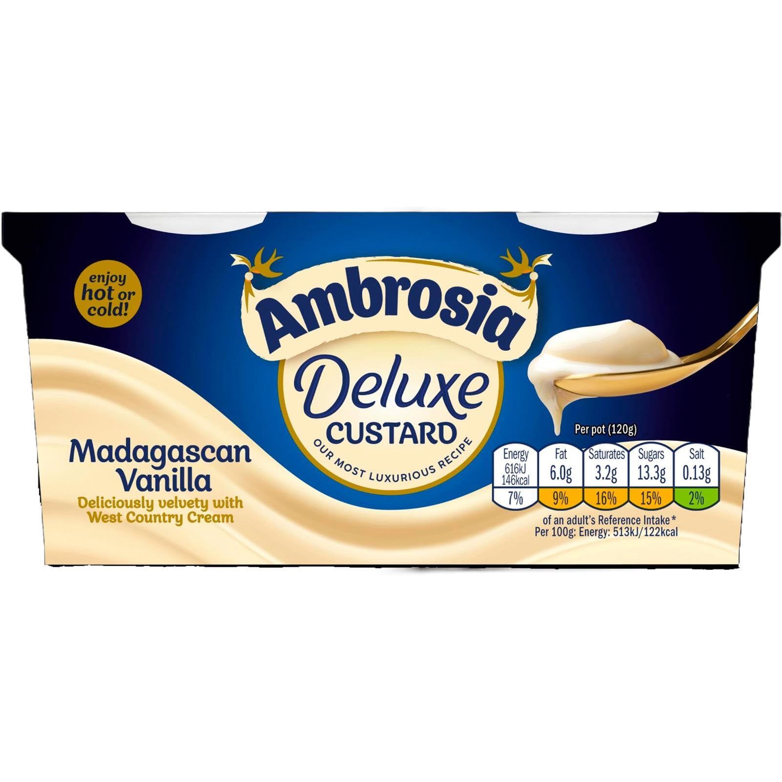 Ambrosia Deluxe Instant Custard Pots, Madagascan Vanilla, Pack of 8 (2 x 120g Pots) 3