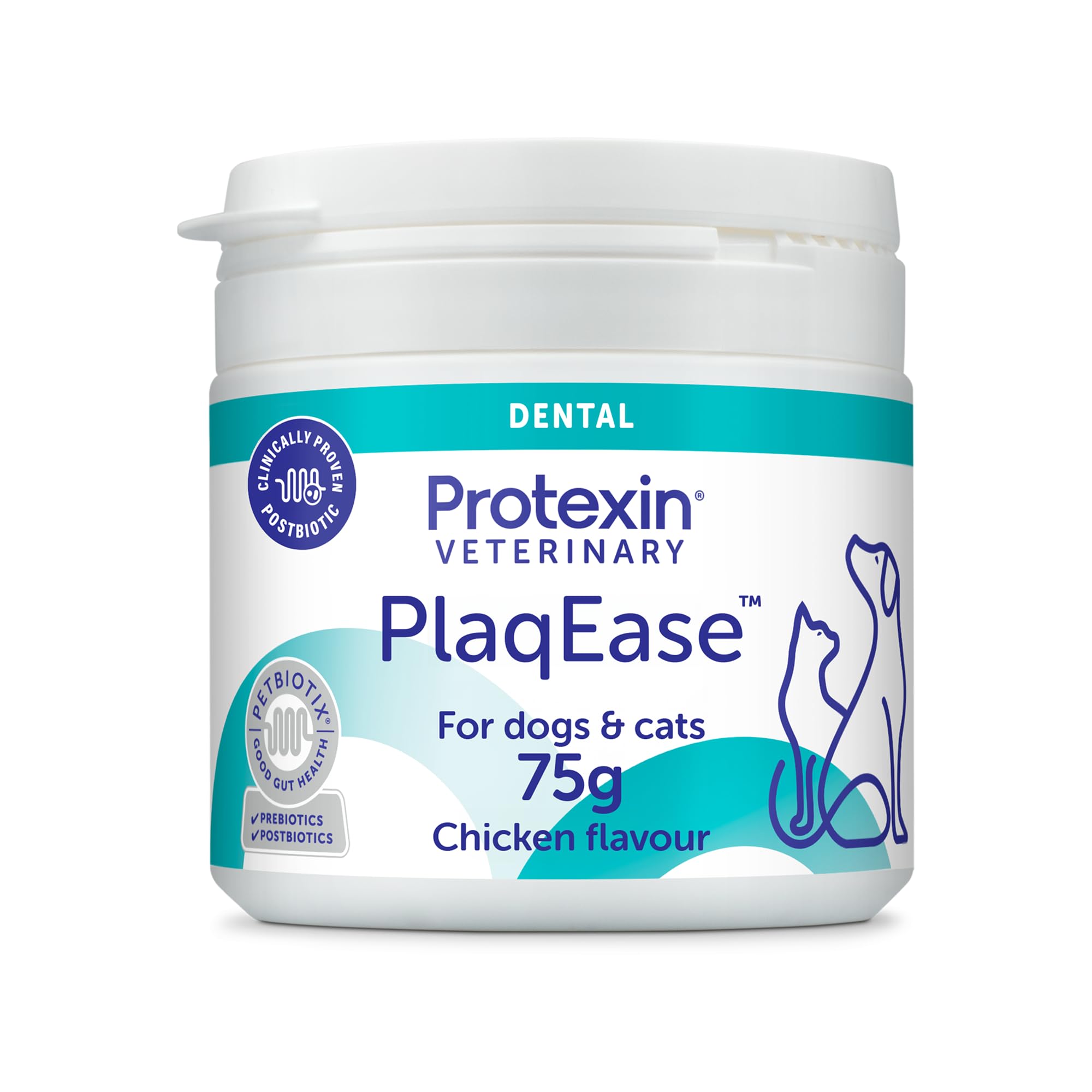 Protexin PlaqEase Dental Powder for Dogs and Cats - Reduces Plaque & Tartar | Chicken Flavor | 75g