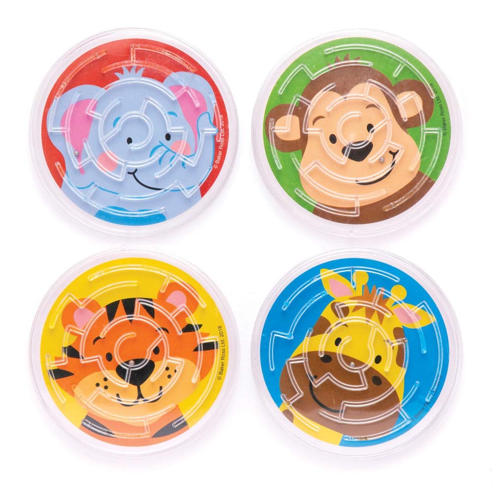 Baker Ross - Jungle Chums Maze Games (Pack of 6) Plastic Animal Puzzle Ball Game 3
