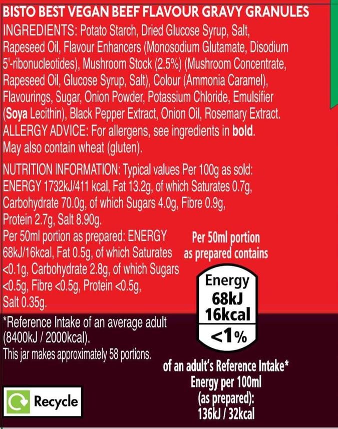 Bisto Best Meat Free Beef Flavour Gravy, Vegan Friendly, 230g Jar