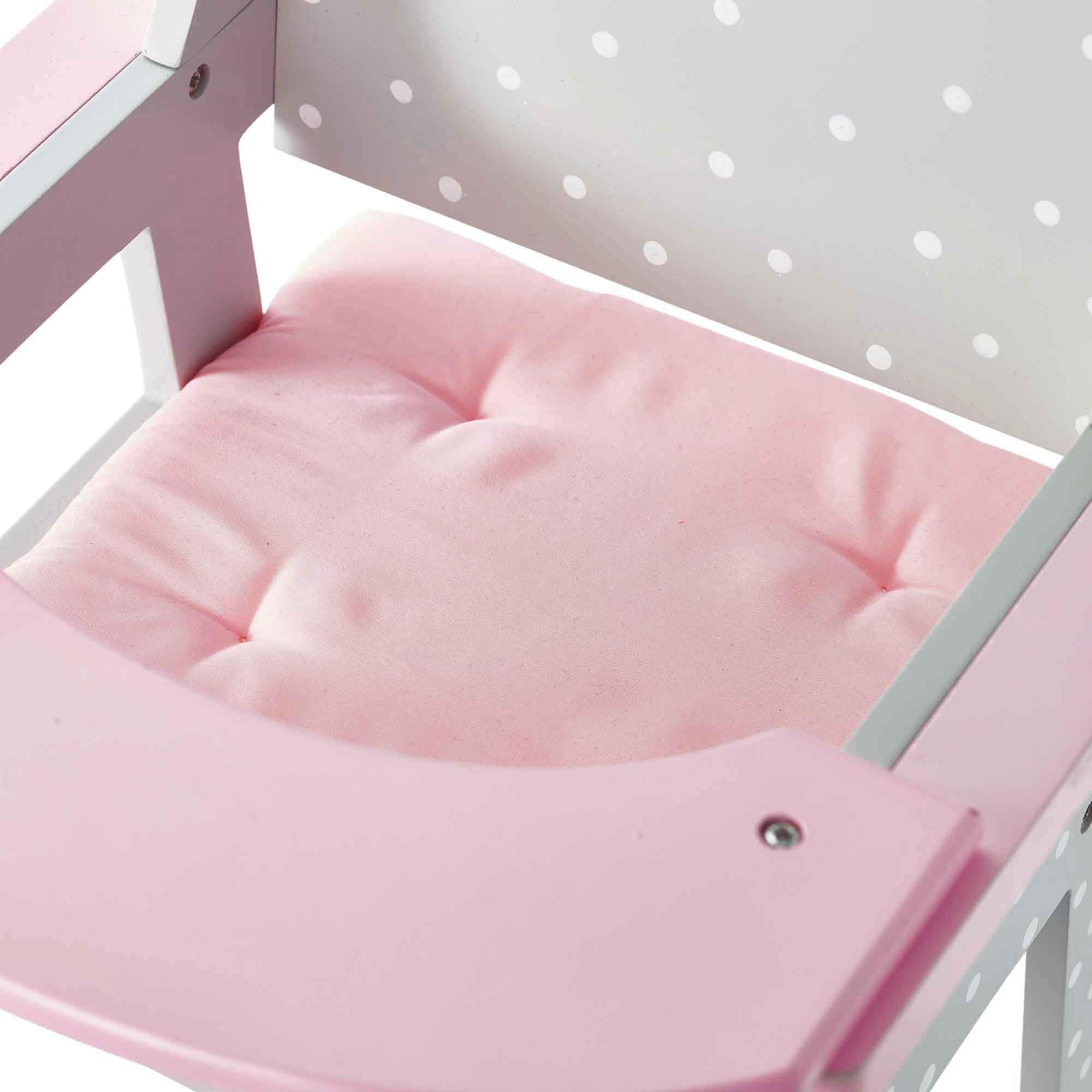 Olivia's Little World Little Princess Pink Polka Dot Wooden Baby Doll High Chair - Doll Furniture for 16-18" Dolls 11