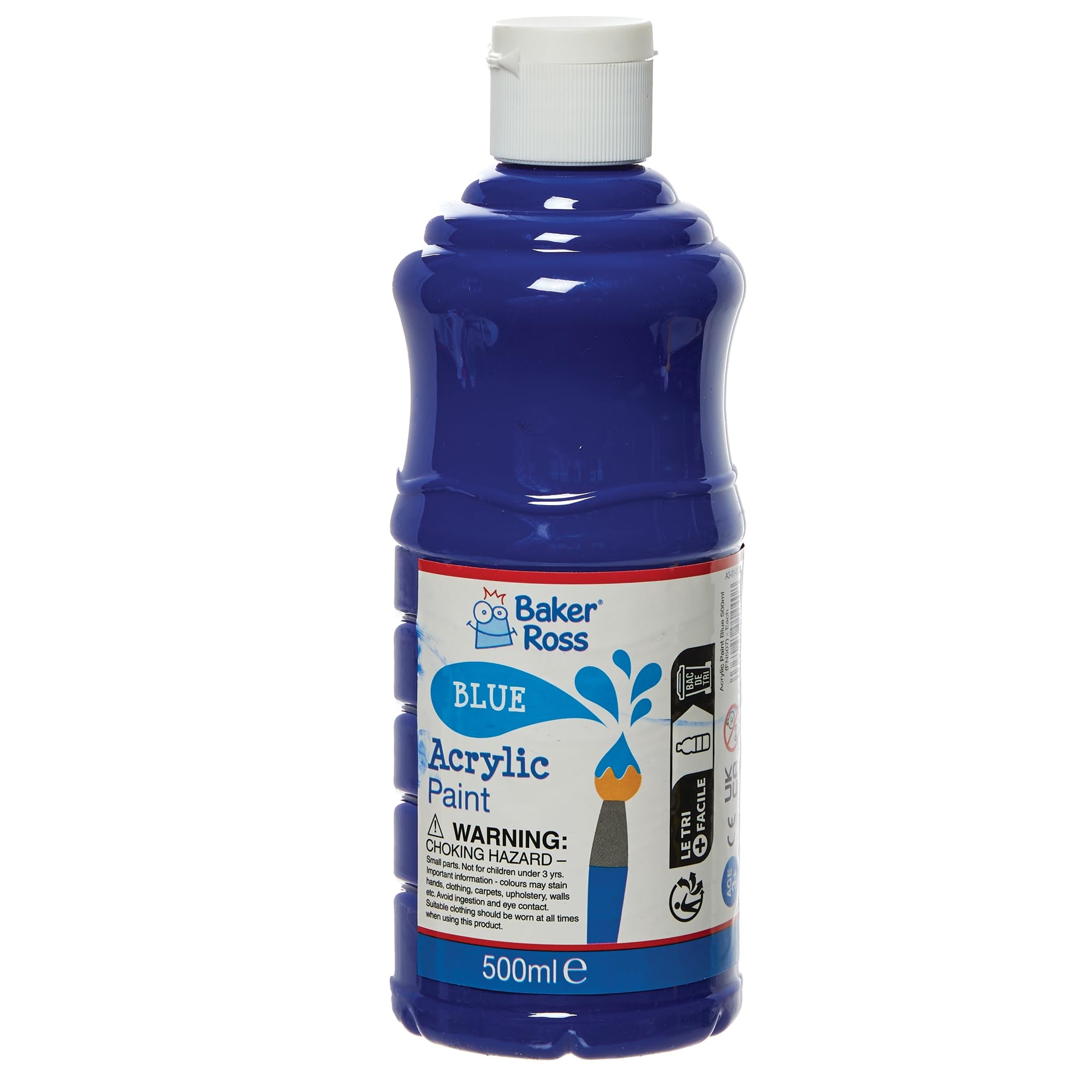 Baker Ross Blue Acrylic Paint - Water-Based Washable Formula | 500ml Bottle