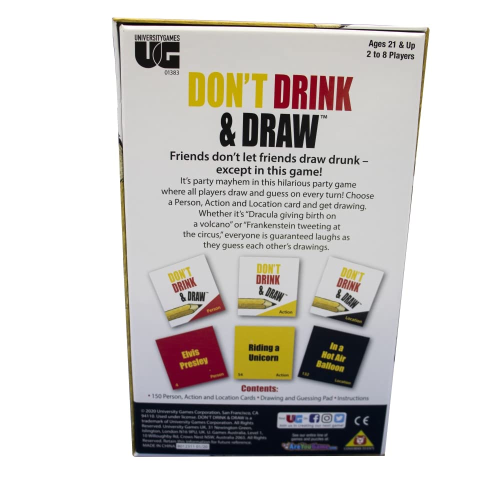 University Games Don't Drink and Draw Adult Party Drawing Game | 2-8 Players | Ages 18+