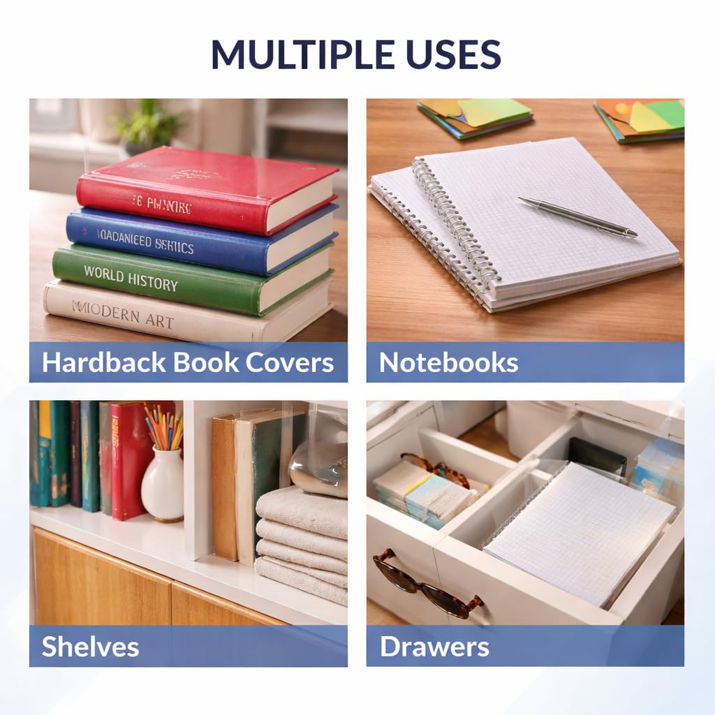 1ABOVE Clear Self-Adhesive Book Cover Roll - Transparent Sticky Back Plastic for A4 | 33cm x 1M 7